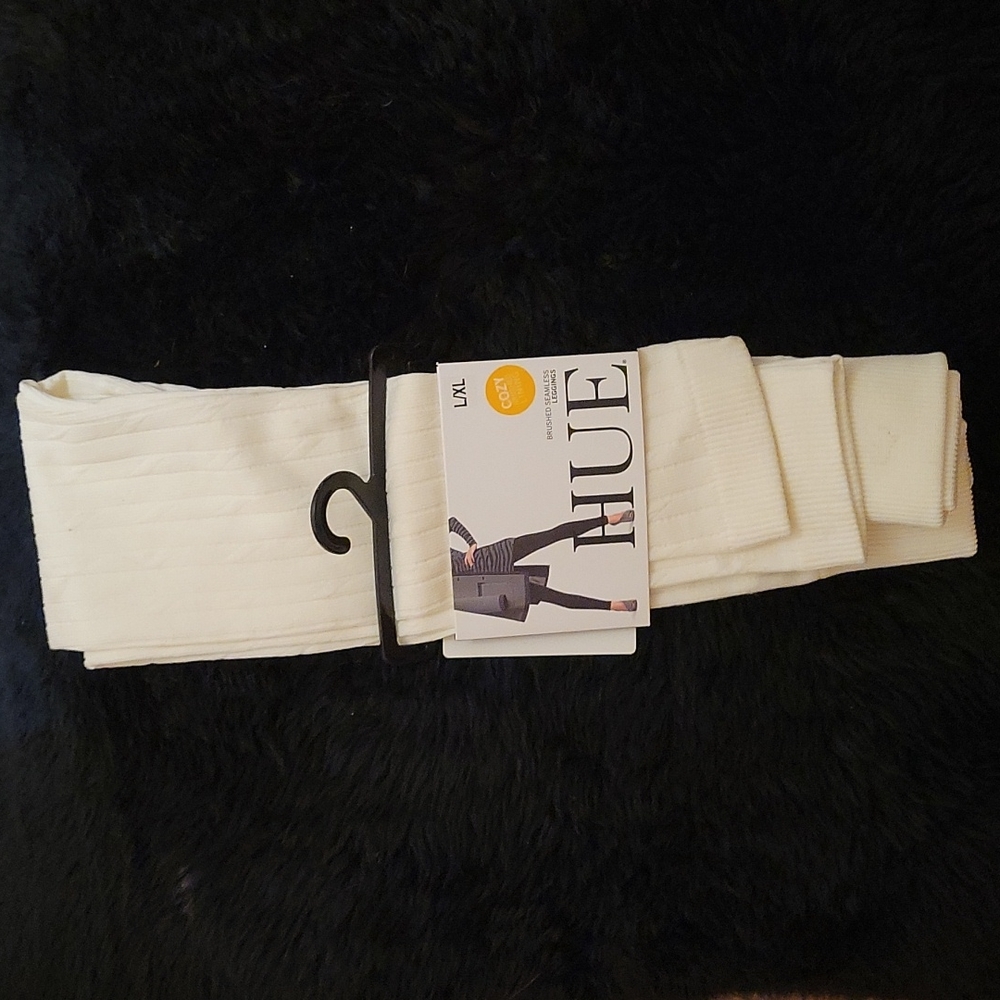 Hue cream leggings, soft fleece lining, size L/ XL